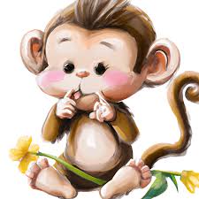cute baby monkey nursery poster