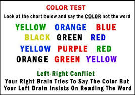 Color Test Look At The Chart Below And Say The Color Not The