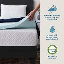 Lucid Comfort Collection 2 Inch Gel And Aloe Infused Memory Foam Topper Queen Blue