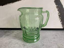 Vintage Green Depression Glass Pitcher