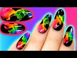 neon rainbow smoke nails easy diy how