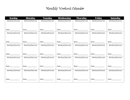blank workout calendar free pdf or