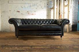Black Leather Chesterfield Sofa British