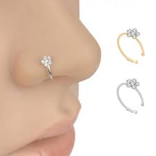 gold hoop nose ring with diamond hot