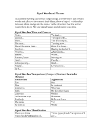 signal words and phrases in academic writing as well as in 