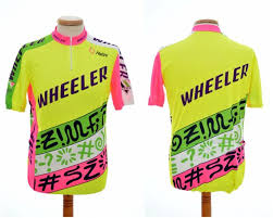 Rad 80s Cycling Jersey By Wheeler Nalini Mens Size L Large 90s Neon Short Sleeve T Shirt Top Made In Italy