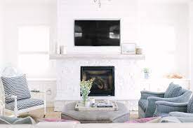 White Shiplap Fireplace Wall With White