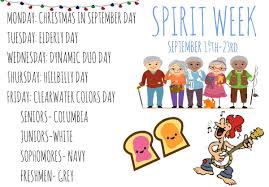 Or, download this printable with the 2018 international homeschool spirit week days listed on it. Clearwater Stuco On Twitter Breaking News Spirit Week Themes Homecoming 2016 Prizes Each Day For Best Dressed Others Clearwaterchs