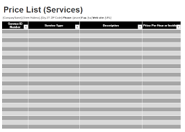 Blank Price List Template Sample For Microsoft Excel Sheet Duyudu