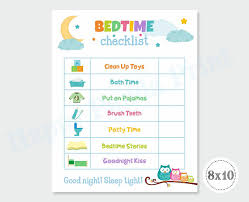 Bedtime Checklist Printable Bedtime Routine Checklist