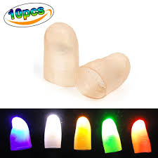 Us 4 92 12 Off 10pcs Magic Fingers Lights Led Flashing Finger Lamp Light Up Thumbs Finger Cot Magic Props For Magic Trick Party Props In Glow Party