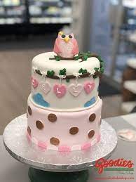 Baby Owl First Birthday Custom Cake By Goodies Winnipeg Bakery gambar png