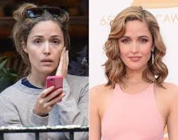 they joked about it on bridesmaids and how pretty rose byrne was but it looks like she is just as pretty without the makeup on she is gorgeous in that red