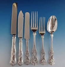 The sterling silver flatware sets range in origin from american to english to danish beginning at a low estimate of $1,000 and others with a high estimate of $12,000. sterling silver flatware can be found in four sizes: Amazon Com King By Dominick Haff Sterling Silver Flatware Set Service 144 Pieces Shell Flatware Sets