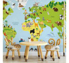World Map For Kids Removable Wallpaper