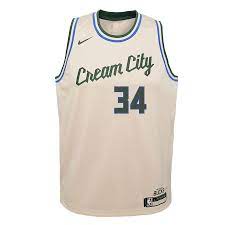 Pick up an officially licensed milwaukee bucks city edition jersey from fanatics.com for the hottest designs of the season. Youth Milwaukee Bucks Giannis Antetokounmpo Nike Cream Swingman Jersey Jersey City Edition