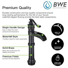 Bwe Waterfall Single Hole Single Handle Vessel Bathroom Faucet With Drain Assembly In Oil Rubbed Bronze