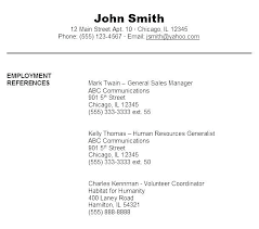 Resume References Template Job References Sample Putting On Resume