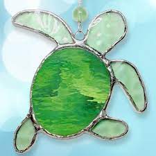 Stained Glass Baby Sea Turtle Fan Pull