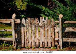 Old Wooden Gate Entrance Stock Photo