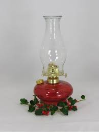 Ruby Red Glass Oil Lamp With Beaded