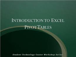 introduction to excel pivot tables