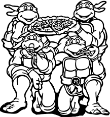 ninja turtles eating coloring page