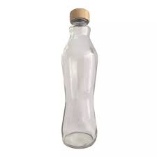 1 Litre Curved Plain Glass Water Bottle