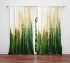 Foggy Pine Forest Window Curtain Panels