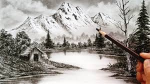 landscape scenery drawing by pencil