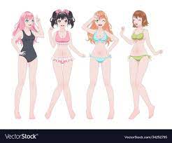 Anime manga girls in bikini comic japanese Vector Image