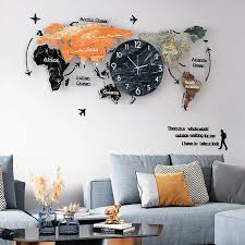 Map Wall Clock Home Decor Art