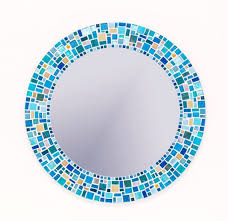 Mosaic Wall Mirror In Shades Of Blue
