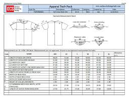 Garment Measurement Sheet Fashion Garment Manufacturing