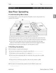 seafloor spreading worksheet answer key