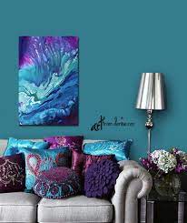 Teal Blue Purple Abstract Canvas