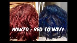 Dyeing your hair blue is a fun way to get out of a color rut. Howto Red To Navy Blue Hair Youtube