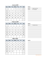 Free Download 2020 Excel Calendar 3 Months In One Excel