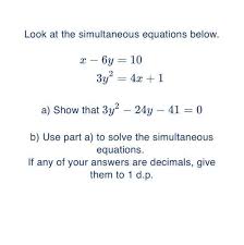 Simultaneous Equations Below