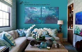 Vertical Wall Art Teal Gray Turquoise