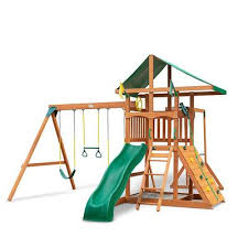 Wooden Outdoor Playset With Monkey Bars