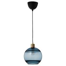 Fundshult Pendant Lamp Shade Blue Glass Lined Ikea