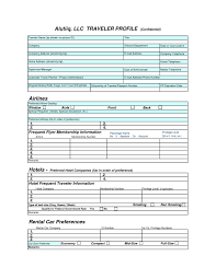 Travel Profile Form Template 108376 15 Templates Travel