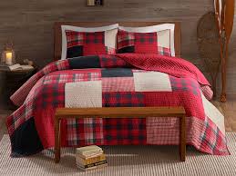 Sunset Red Buffalo Cabin Plaid Quilt Set
