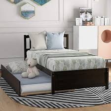 Create more play space with a bunk bed or trundle bed with storage drawers. Amazon Com Rhomtree Twin Size Platform Bed With Trundle Bed Frame Daybed With Headboard Kids Bed For Teens Boys Girls Adults Guests Espresso Kitchen Dining