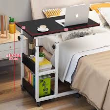 This bed table on wheels comes with an adjustable tilt board design. 80x40cm Mobile Computer Desk Height Adjustable Bedside Table With Wheels And Bookshelves Shopee Philippines