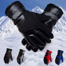 Mens Warm Leather Gloves Outdoor Riding Motorcycle Skid Proof Cotton