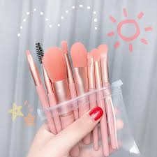 8pcs mini makeup brush set foundation powder concealers eye shadows blush cosmetic brushes with storage bag small size portable for home office tra