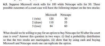 Netscape communications corporation, based in mountain view, california, is one of the leading providers of open software designed for use on the internet and intranets. 6 5 Suppose Microsoft Stock Sells For 100 While N Chegg Com