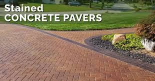staining concrete pavers how to guide